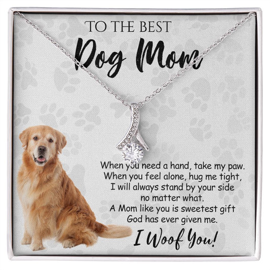 To The Best Golden Retriever Dog Mom Knot Necklace Mother's Day Gift , I Woof You Quote Gift Card, Message Card Jewelry For Dog Lovers, Necklace For Mom Alluring Beauty Necklace