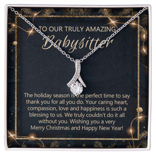 Babysitter Christmas Necklace Gift, Babysitter Gift, Christmas Babysitter Gift from Family, Merry Christmas Day Gift, Holiday Gift, Babysitter Necklace for Women 301 Alluring Beauty Necklace