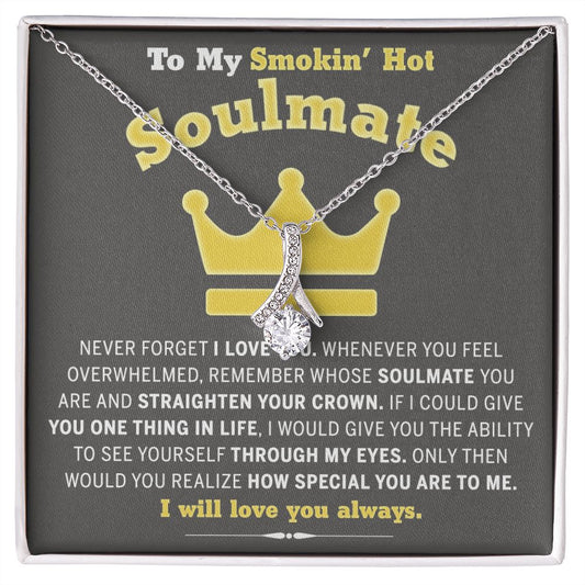 To My Soulmate Necklace for Women Birthday Valentines Day Jewelry Gifts For My Wife with Message Card Box Personalized Gift Present Pendant for Future Wife Soulmate Girlfriend Love 8 Alluring Beauty Necklace