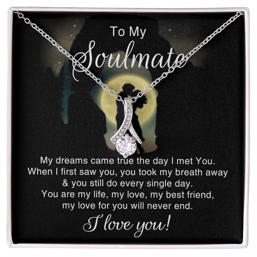 To My Soulmate Necklace for Women Birthday Christmas Jewelry Gifts For My Wife with Message Card Box Personalized Gift Present Pendant for Future Wife Soulmate Girlfriend Love 3 Alluring Beauty Necklace