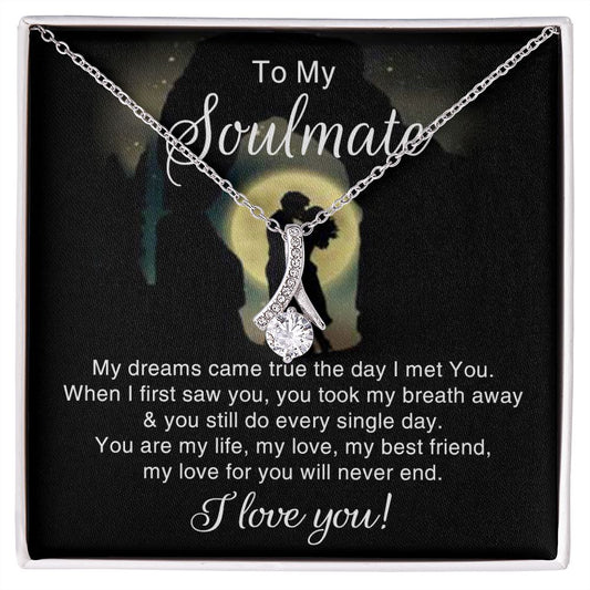 To My Soulmate Necklace for Women Birthday Christmas Jewelry Gifts For My Wife with Message Card Box Personalized Gift Present Pendant for Future Wife Soulmate Girlfriend Love 3 Alluring Beauty Necklace