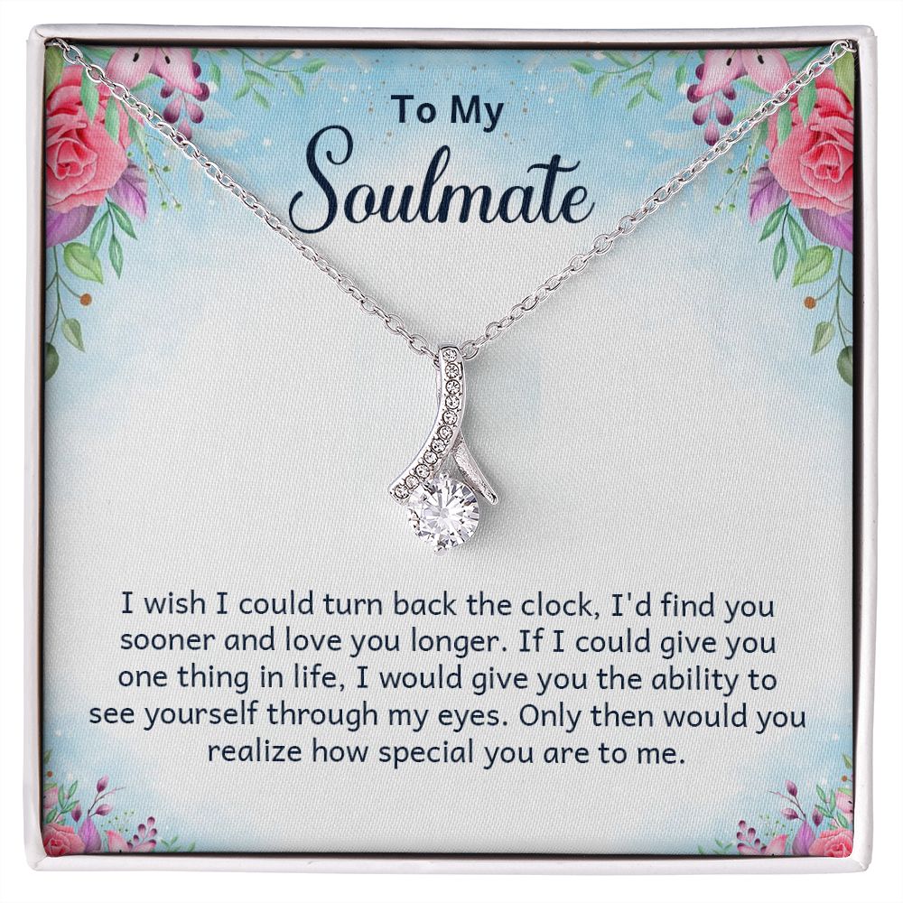 To My Soulmate Necklace for Women Birthday Christmas Jewelry Gifts For My Wife with Message Card Box Personalized Gift Present Pendant for Future Wife Soulmate Girlfriend Love 17 Alluring Beauty Necklace