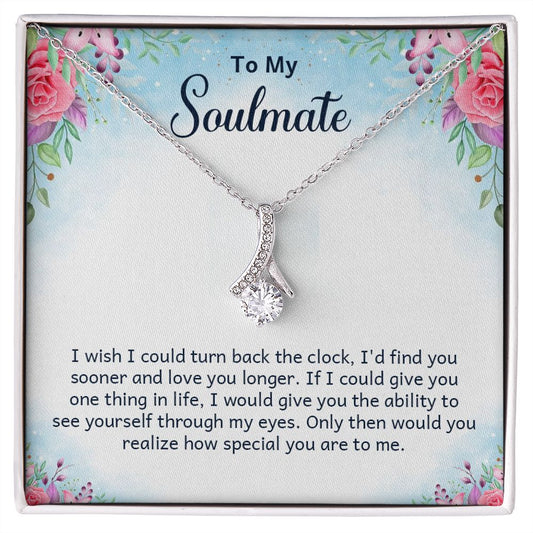 To My Soulmate Necklace for Women Birthday Christmas Jewelry Gifts For My Wife with Message Card Box Personalized Gift Present Pendant for Future Wife Soulmate Girlfriend Love 17 Alluring Beauty Necklace