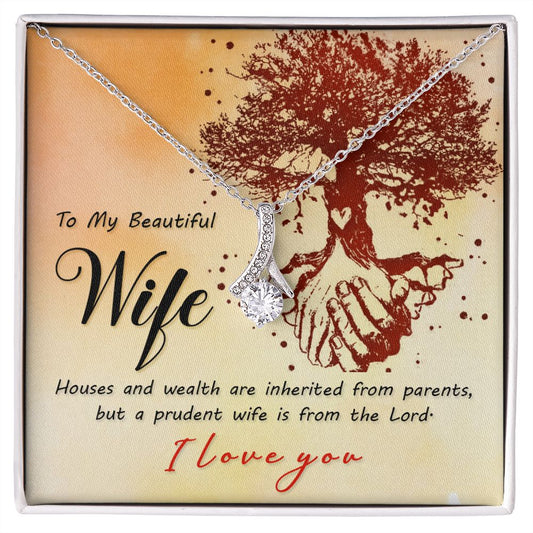 To My Beautiful Wife Necklace, Wedding Anniversary Jewelry For Women, Necklace For Wife from Husband, Gifts For Wife Birthday Gifts Necklace, Jewelry With Message Card In A Gift Box