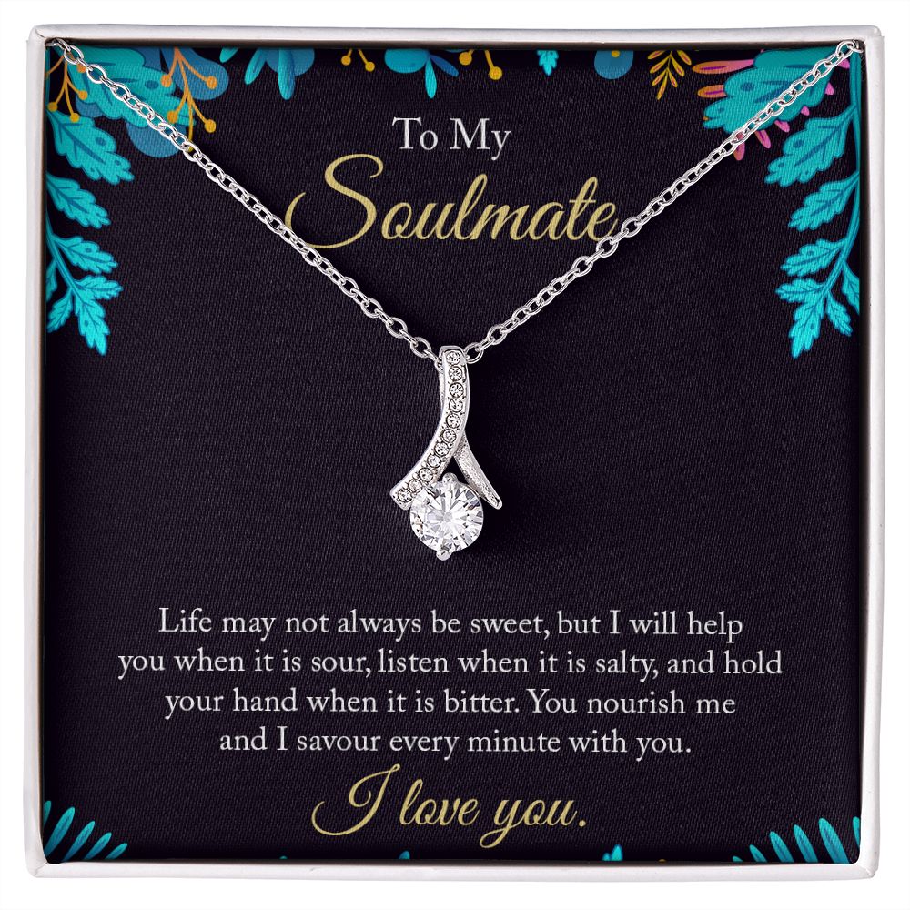 To My Soulmate Necklace for Women Birthday Christmas Jewelry Gifts For My Wife with Message Card Box Personalized Gift Present Pendant for Future Wife Soulmate Girlfriend Love 16 Alluring Beauty Necklace