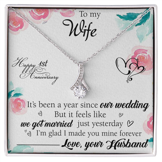 To My Wife Necklace, Wedding Anniversary Jewelry For Women, Necklace For Wife from Husband, Gift For Wife Birthday Gifts From Husband Necklace, Jewelry With Message Card In A Gift Box2 Alluring Beauty Necklace