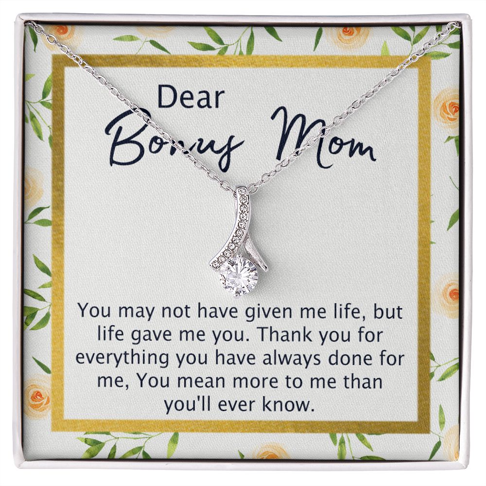 Bonus Mom Gifts, To My Bonus Mom Necklace, Bonus Mom Jewelry, Necklace for Bonus Mom, Step Daughter To Stepmother Necklace, Step Mom Necklace for Women Step Mom Mothers Day Jewelry Alluring Beauty Necklace
