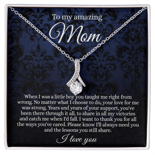 Gift for Mom Necklace, To My Beautiful Mom Love Knot Necklace Card, Mother’s Day Gift For Mom From Son, Thank You Mom Gift, Custom Jewelry Necklace For Mom Alluring Beauty Necklace