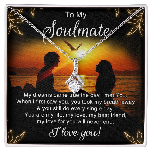 To My Soulmate Necklace for Women Birthday Christmas Jewelry Gifts For My Wife with Message Card Box Personalized Gift Present Pendant for Future Wife Soulmate Girlfriend Love 6 Alluring Beauty Necklace