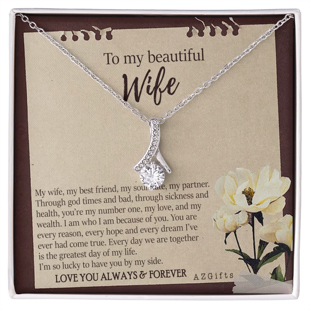 To My Wife Necklace from Husband, Personalized Necklace for Women, Luxury Necklace for Wife from Man Men, Wedding Anniversary Present For Wife, Beautiful Wife Jewelry Christmas Birthday Gifts For Wife7 Alluring Beauty Necklace