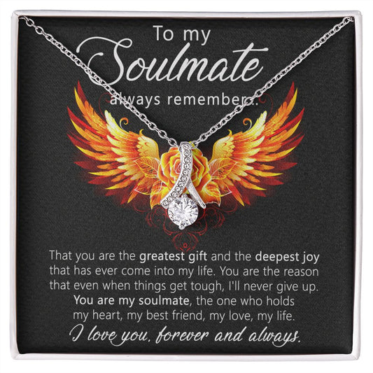 To My Soulmate Necklace for Women Birthday Christmas Jewelry Gifts For My Wife with Message Card Box Personalized Gift Present Pendant for Future Wife Soulmate Girlfriend Love 22 Alluring Beauty Necklace