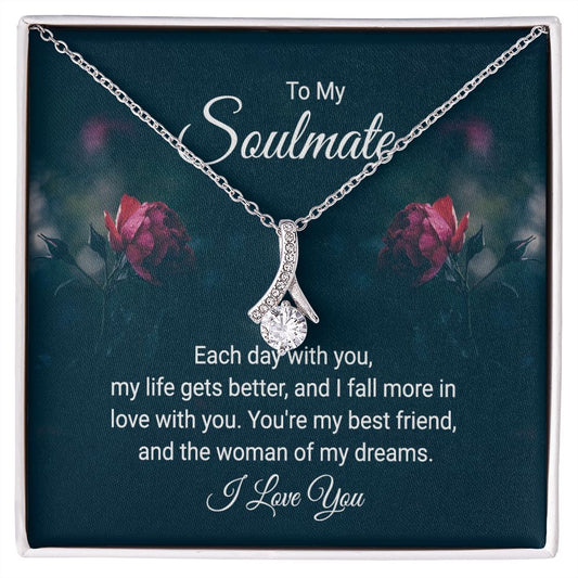 To My Soulmate Necklace for Women Birthday Christmas Jewelry Gifts For My Wife with Message Card Box Personalized Gift Present Pendant for Future Wife Soulmate Girlfriend Love 20 Alluring Beauty Necklace
