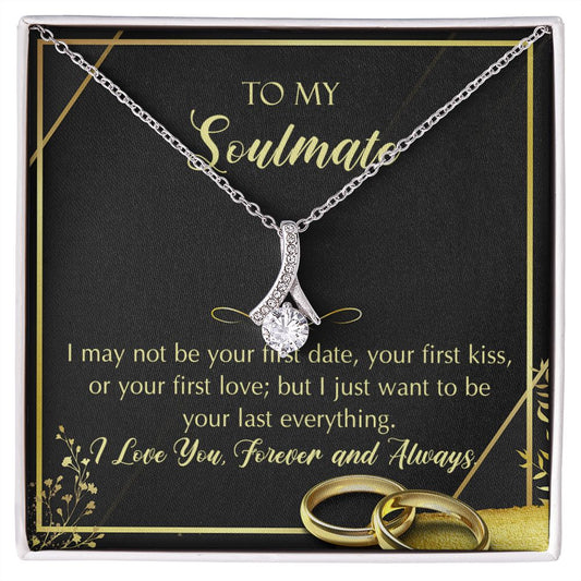 To My Soulmate Necklace for Women Birthday Christmas Jewelry Gifts For My Wife with Message Card Box Personalized Gift Present Pendant for Future Wife Soulmate Girlfriend Love 28 Alluring Beauty Necklace