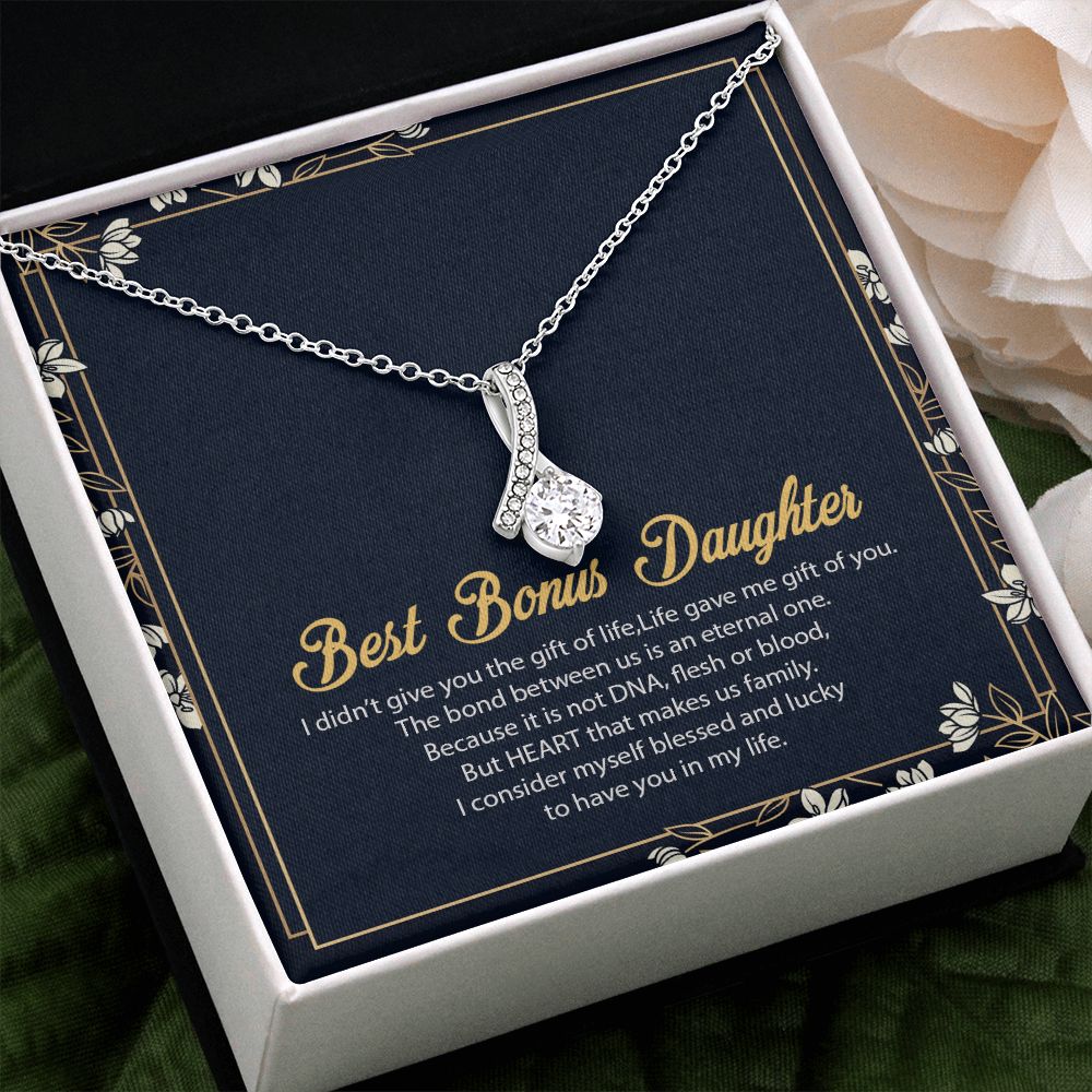 Bonus Daughter Gifts From Stepdad, Step Daughter Gifts From Stepmom, Stepdaughter Gifts From Stepdad, Father Stepdaughter Necklace, To My Bonus Daughter Necklaces, Christmas Gifts For Bonus8 Alluring Beauty Necklace