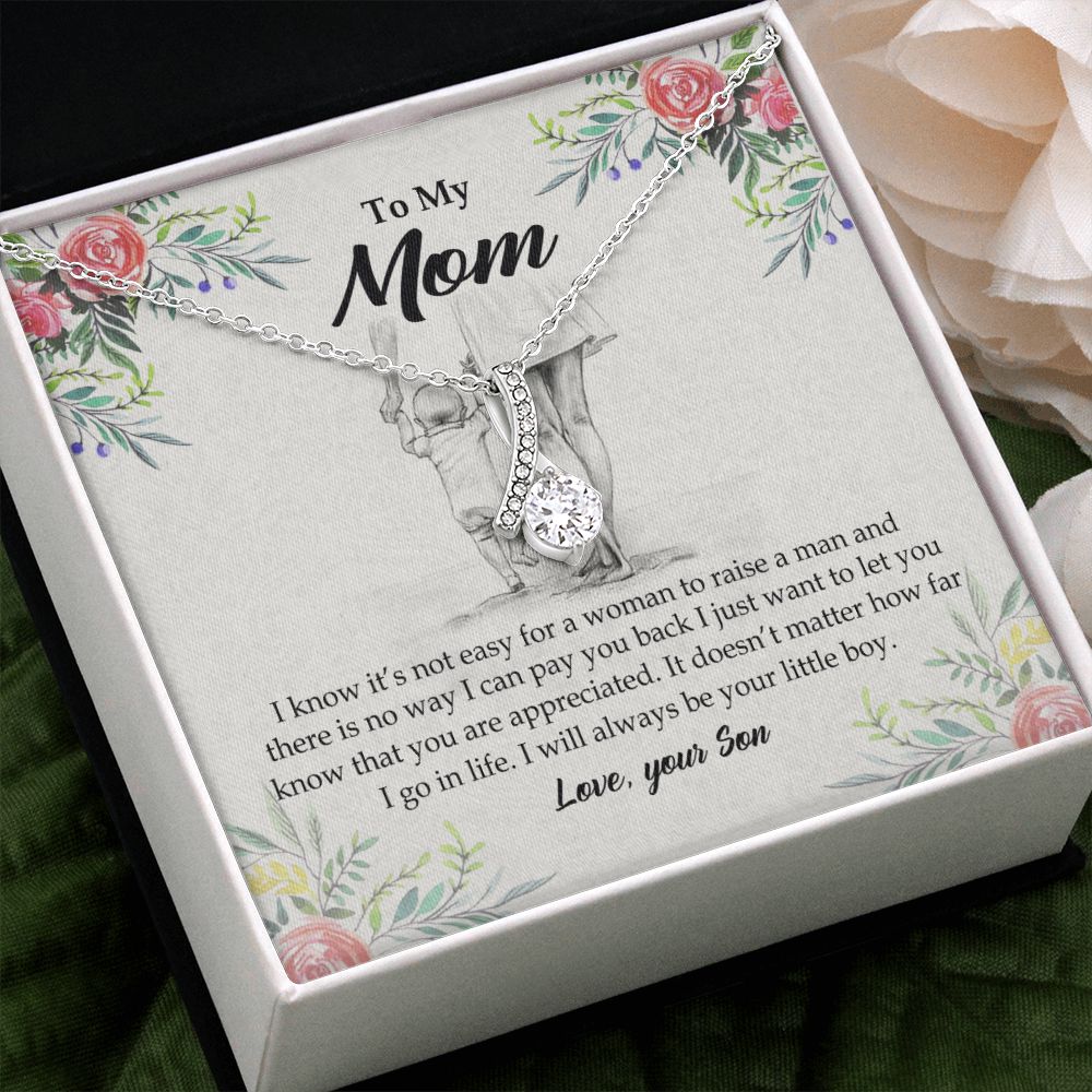 To My Mom Necklace Pendant Gift From Son And Happy Mother's Day Gift For Mom Birthday, Anniversary Your Little Boy Alluring Beauty Necklace