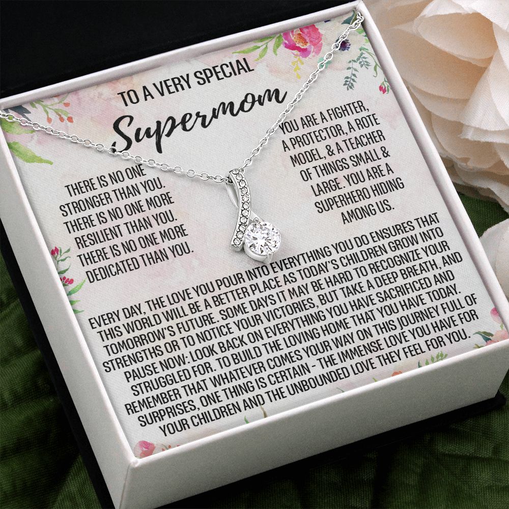 To Supermom Mom Necklace Gift for Single Mother Necklace Holiday, Christmas, Birthday Present for Single Mother, Super Mom, Mother's Day Gift Mom Jewelry for Women 301 Alluring Beauty Necklace