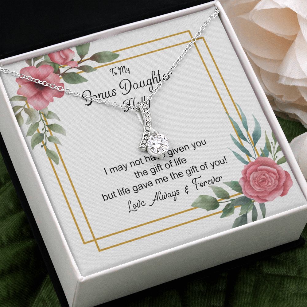 Bonus Daughter Gifts From Stepdad, Step Daughter Gifts From Stepmom, Stepdaughter Gifts From Stepdad, Father Stepdaughter Necklace, To My Bonus Daughter Necklaces, Christmas Gifts For Bonus6 Alluring Beauty Necklace