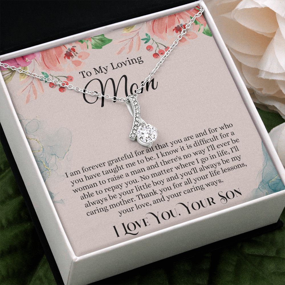 To My Loving Mom Necklace, Mom Gift From Son, Mom Necklace, Gift For Mom From Son, Mom Mother's Day Gift From Son, Mom Birthday Gift From Son, To My Mom Gift, Necklace for Women Alluring Beauty Necklace