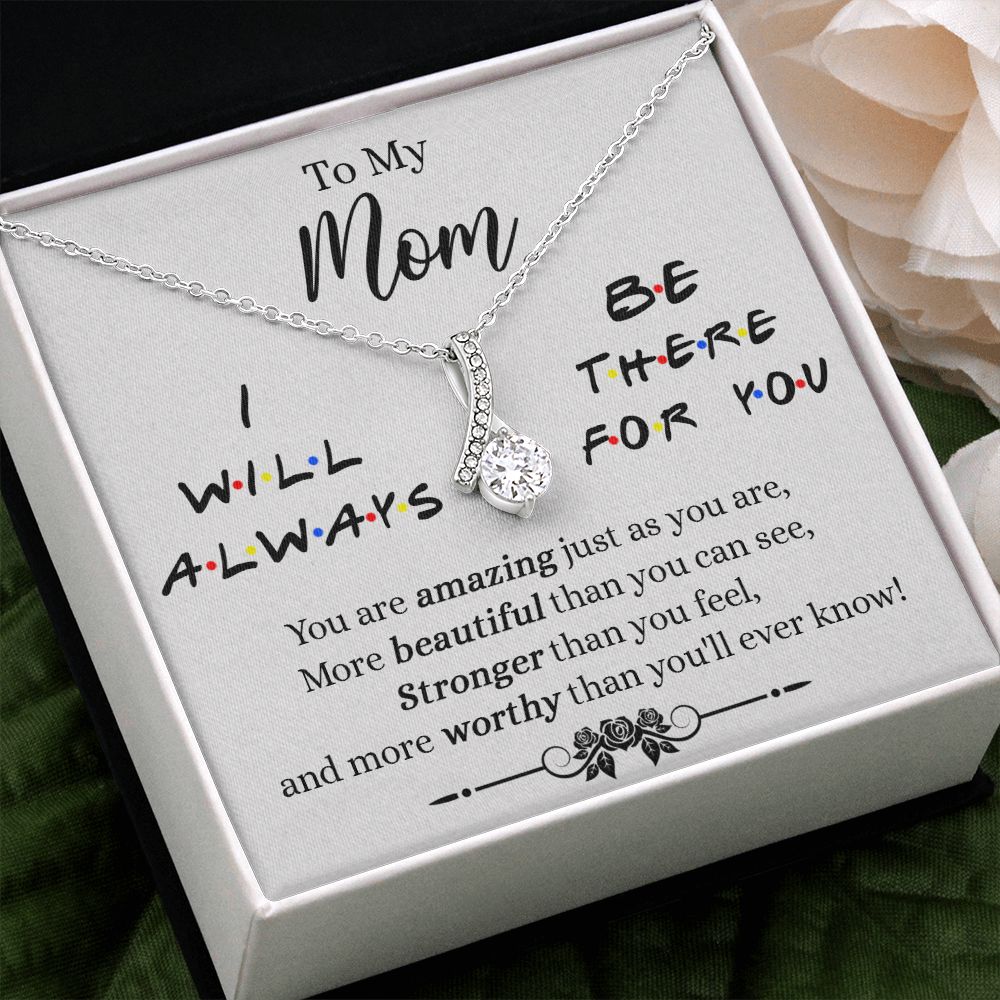 Mother Daughter Necklace Gifts For Mom Birthday Christmas Mothers Day Present To My Mom Jewelry Pendant Message Card Gift Box Alluring Beauty Necklace