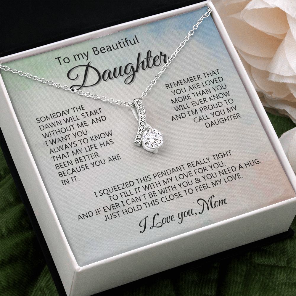 Jewelry Pendant Present for Daughter, To My Daughter Gift Necklace from Mom, Mother Daughter Gift Ideas, Birthday Christmas Gift Graduation Gifts for Daughters, Mother and Daughter Necklace 14 Alluring Beauty Necklace