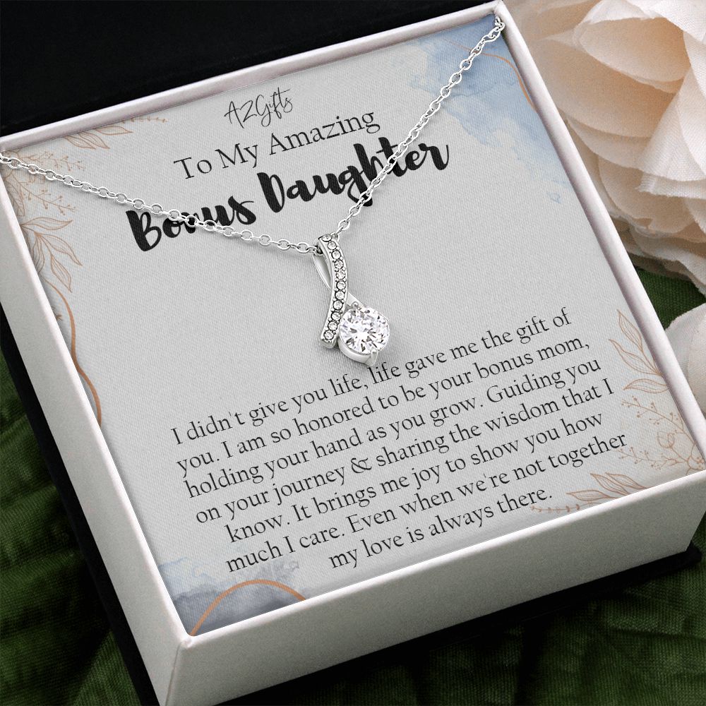 Bonus Daughter Gifts From Stepdad, Step Daughter Gifts From Stepmom, Stepdaughter Gifts From Stepdad, Father Stepdaughter Necklace, To My Bonus Daughter Necklaces, Christmas Gifts For Bonus1 Alluring Beauty Necklace