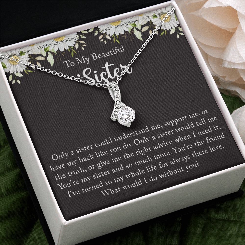 To My Sister Necklace, Sister to Sister, Birthday gift For Sister from Brother 2 Alluring Beauty Necklace