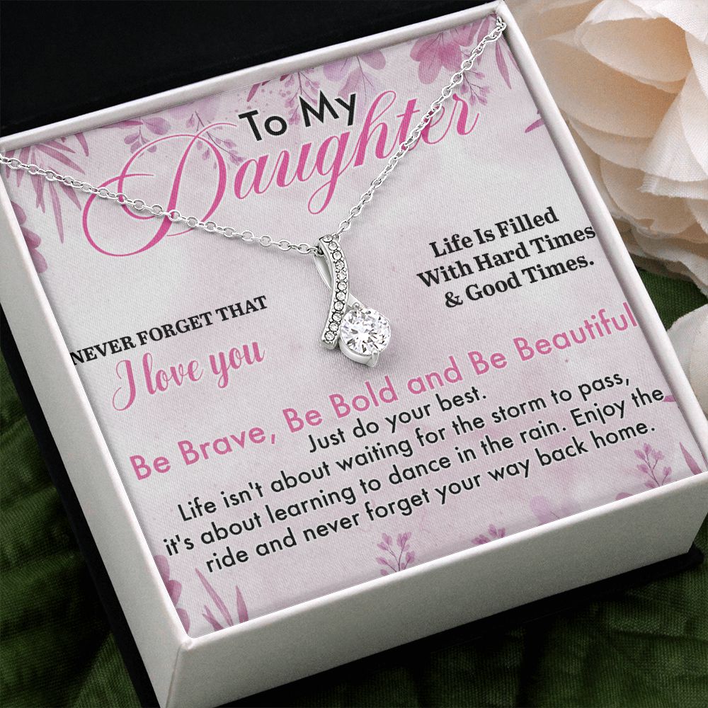 Mother Daughter Gift Ideas, To My Daughter Gift Necklace from Mom, Jewelry Pendant Present for Daughter, Birthday Christmas Gift Graduation Gifts for Daughters, Mother and Daughter Necklace 28 Alluring Beauty Necklace