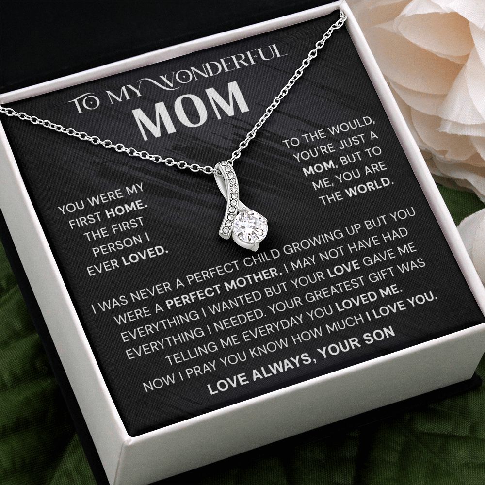 To My Wonderful Mom Necklace, Mom From Son Gift, Gift for Mother's Day From Son, Gift for Mom, Mother Gift from Son Necklace, Son to Mom Gifts, Mom gifts, Mothers Day Gift From Son Alluring Beauty Necklace