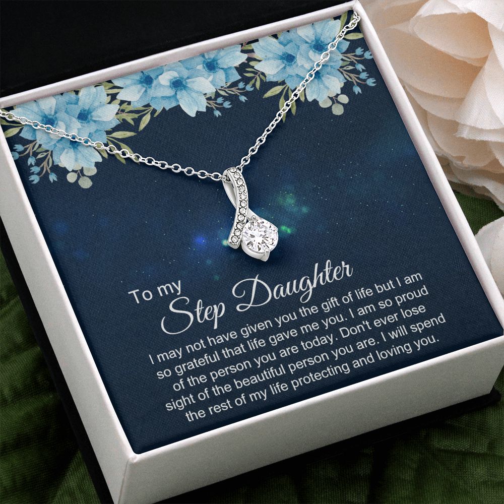 Bonus Daughter Gifts From Stepdad, Step Daughter Gifts From Stepmom, Stepdaughter Gifts From Stepdad, Father Stepdaughter Necklace, To My Bonus Daughter Necklaces, Christmas Gifts For Bonus3 Alluring Beauty Necklace