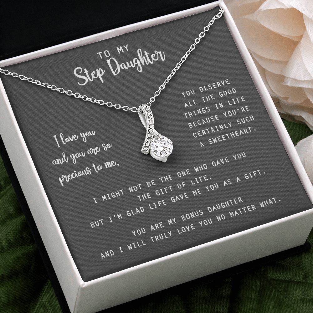 to My Step Daughter Necklace from Stepdad Bonus Daughters Birthday Xmas Congrats (1) Alluring Beauty Necklace