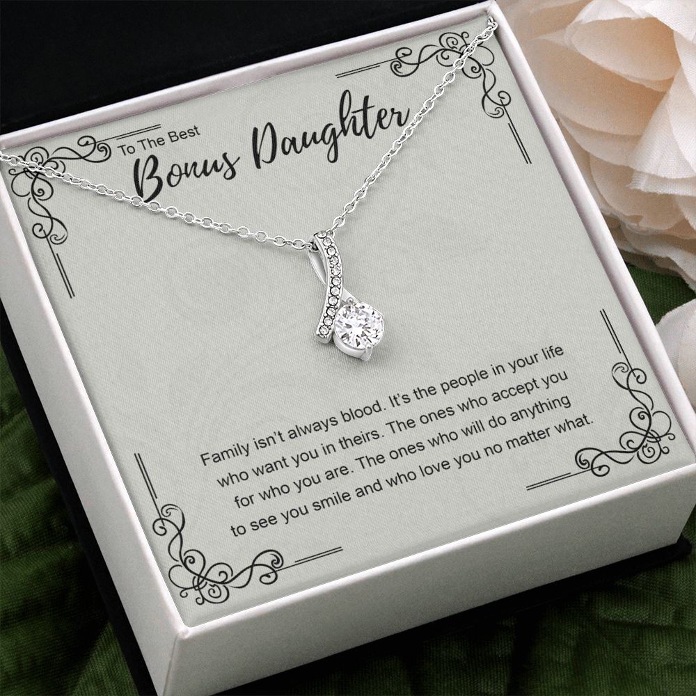 Bonus Daughter Gift Necklace, Double Hearts Necklace, Stepdaughter Jewelry Alluring Beauty Necklace