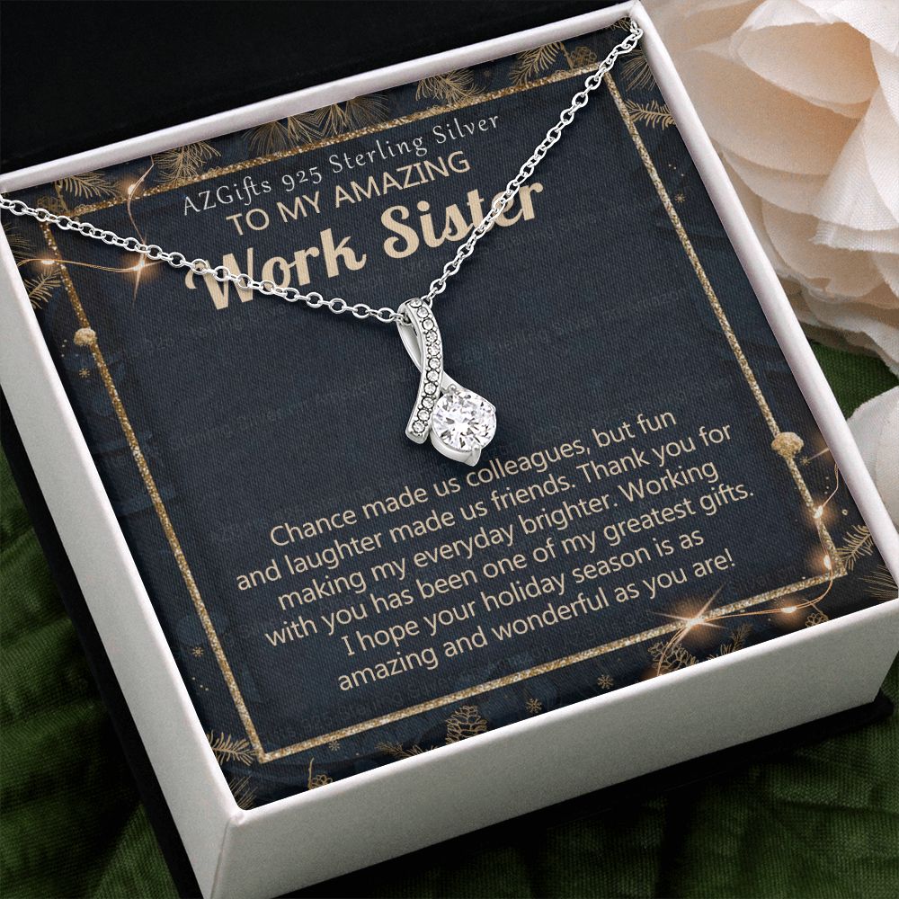 To My Work Sister Necklace Gift for Colleague Christmas Necklace for Work Sister from Co-Worker Christmas Pendant Gift for Colleague Christmas Jewelry Gift for Her Women 301 Alluring Beauty Necklace
