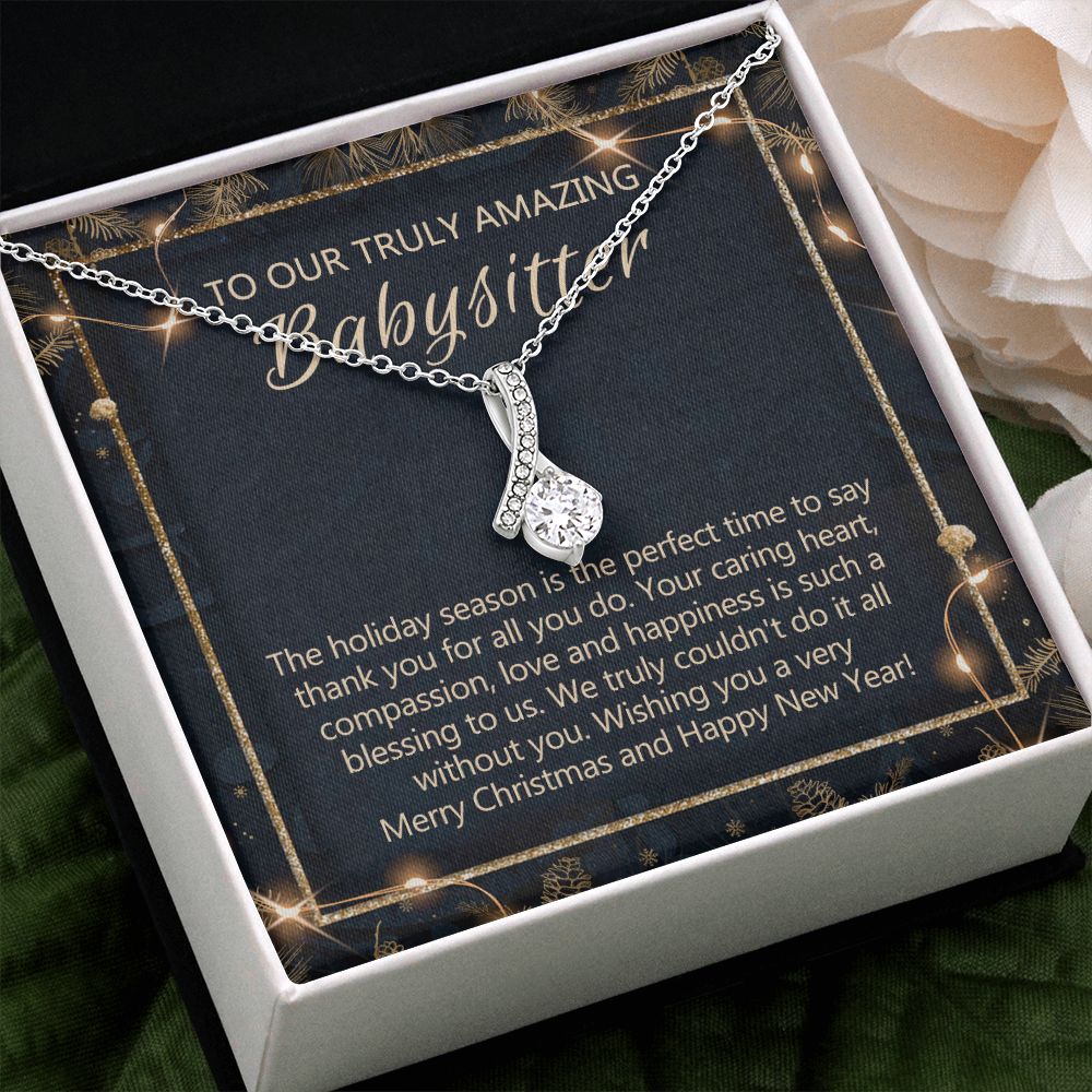 Babysitter Christmas Necklace Gift, Babysitter Gift, Christmas Babysitter Gift from Family, Merry Christmas Day Gift, Holiday Gift, Babysitter Necklace for Women 301 Alluring Beauty Necklace