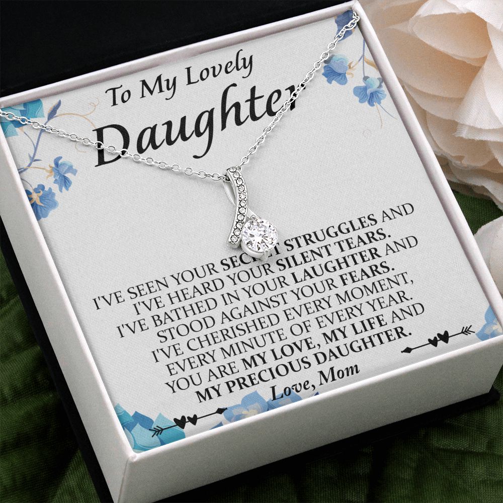 Mother and Daughter Necklace for Girls, To My Daughter Gift Necklace from Mom, Birthday Christmas Gift Graduation Gifts for Daughters, Jewelry Pendant Present for Daughter, Mother Daughter Gift 41 Alluring Beauty Necklace