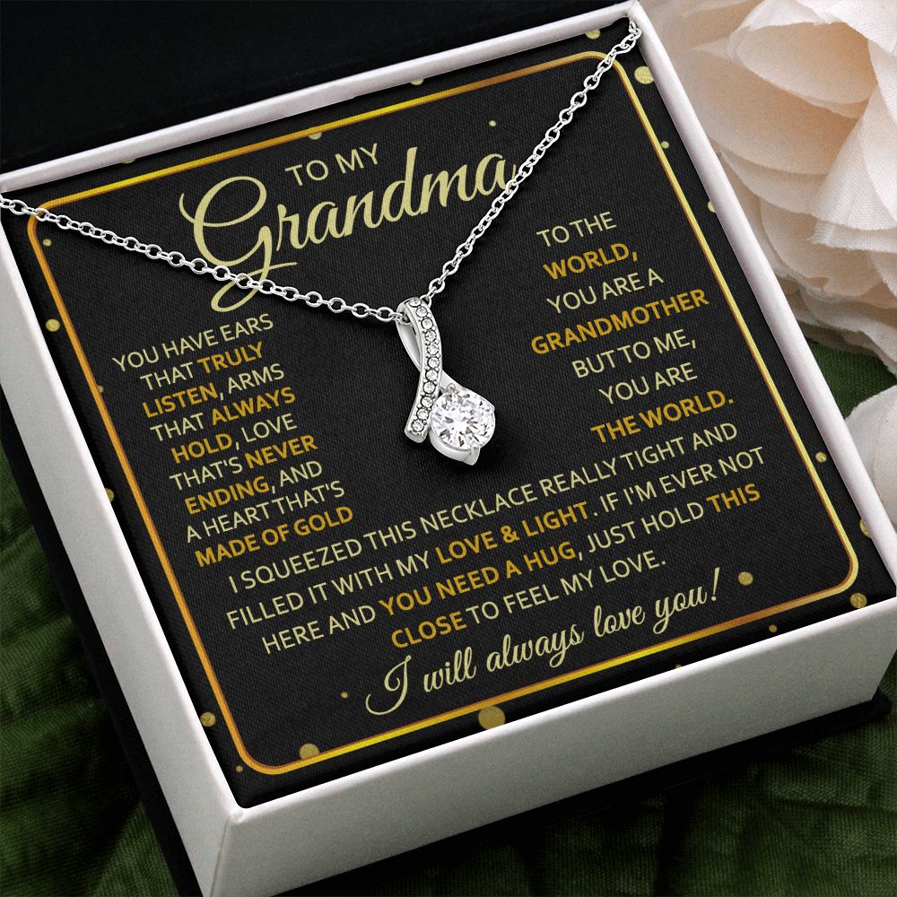 To My Grandma Necklace, Gift for Grandmother Necklace, Mothers Day Gift For Grandma Nana, Grandma Jewelry From Grandchildren GrandKids , Jewelry Box Gift For Grandma Grandmother7 Alluring Beauty Necklace