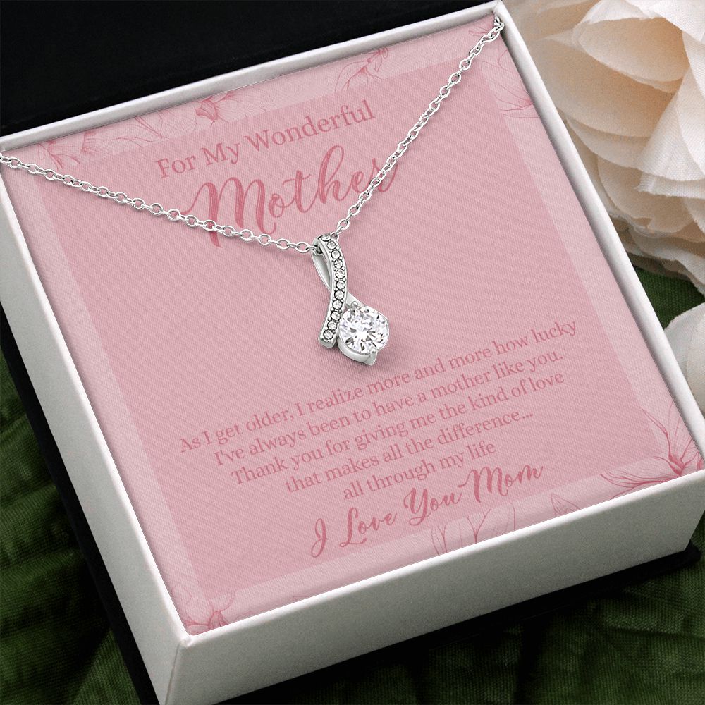 To My Wonderful Mother Necklace Message Card, Gift Box for Mom Birthday Gift From Daughter Mothers Day Necklace for Mom Gift From Daughter Mom Gifts For Wedding Mom Thank You Gift For Mom Alluring Beauty Necklace