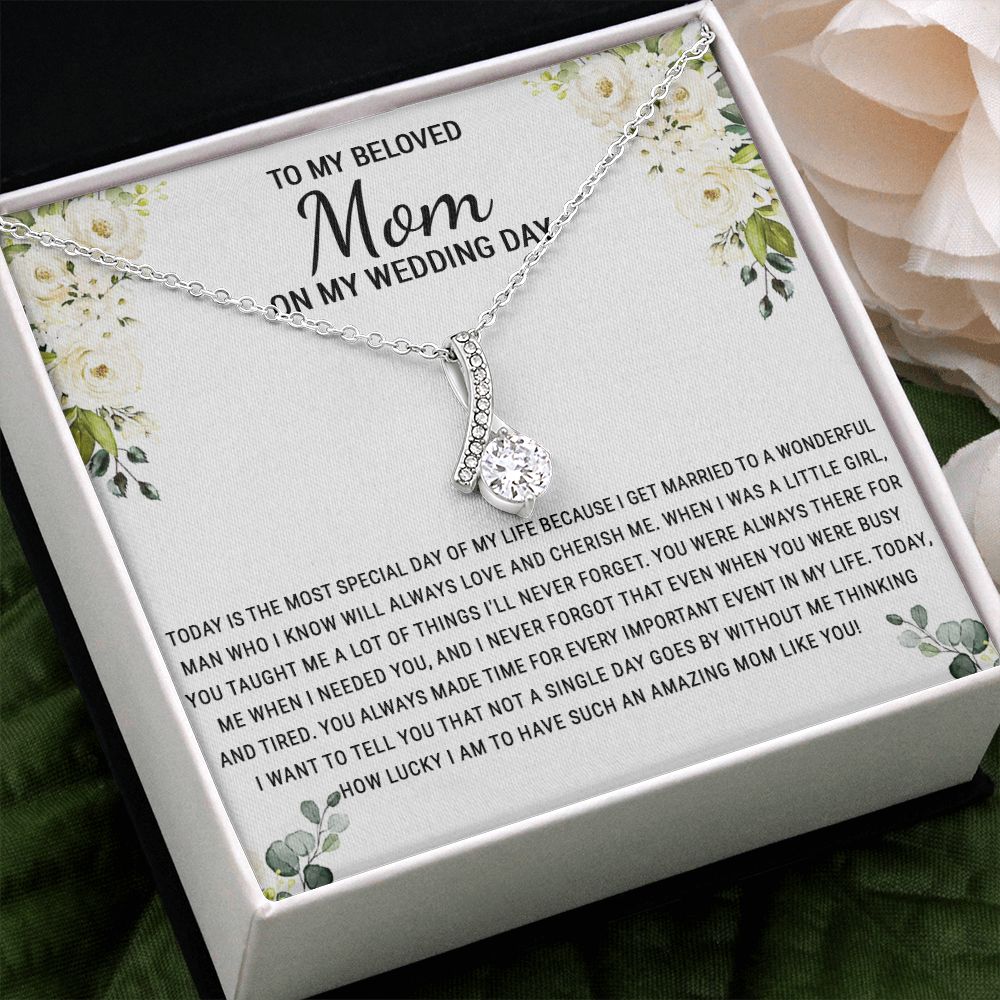 To My Beloved Mom On My Wedding Day Necklace, Daughter Gift for Mom, Bride Gift for Mother, Mother of Bride Gift, Necklace for Mother of Bride Wedding Day, To my Mom Necklace