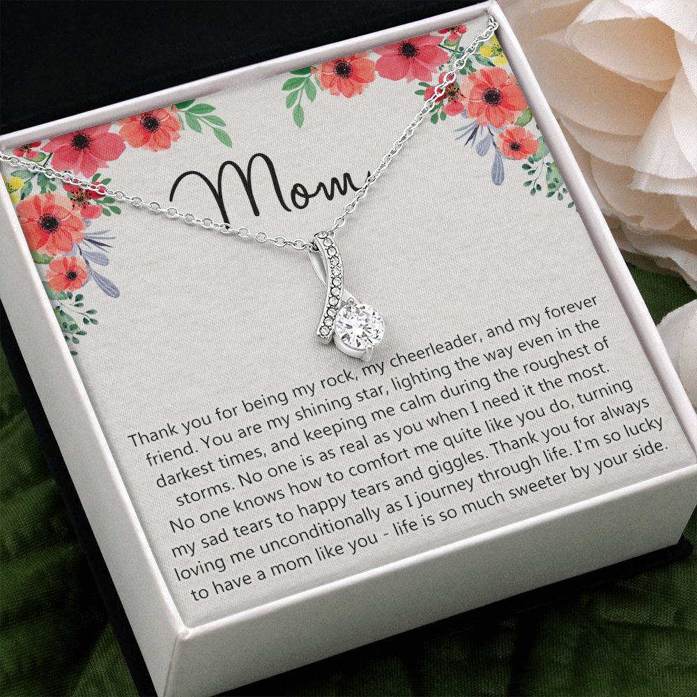 To My Mom Gift Necklace for Mother Daughter Jewelry, Thank You Mom Gift, Gift for Mom from Daughter to Mother Necklace Pendant Jewelry Box for Mom on Mother's Day Birthday Alluring Beauty Necklace