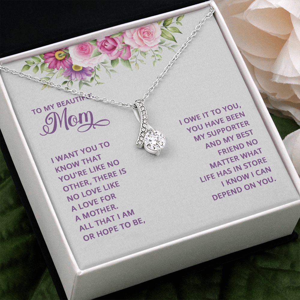 Mom Necklace Gifts for Mom from Daughter to Mom Gifts for Mothers Day from Daughter, To My Mom Necklace from Daughter to Mom Birthday Gifts Necklace with Message Card and Gift Box17 Alluring Beauty Necklace