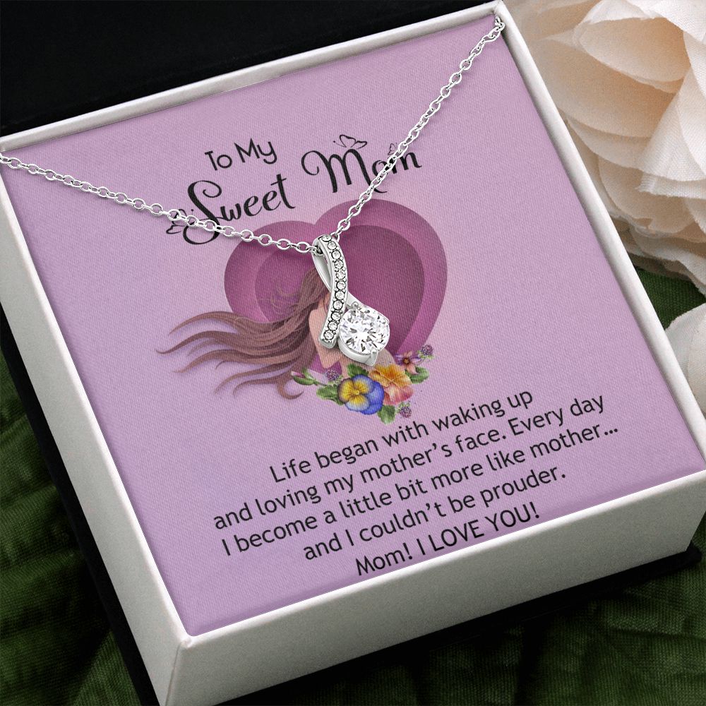To My Sweet Mom, Sweet Mom Necklace Pendant, Mothers Day Gifts, Gift For Sweet Mom, New Mom Gifts Alluring Beauty Necklace