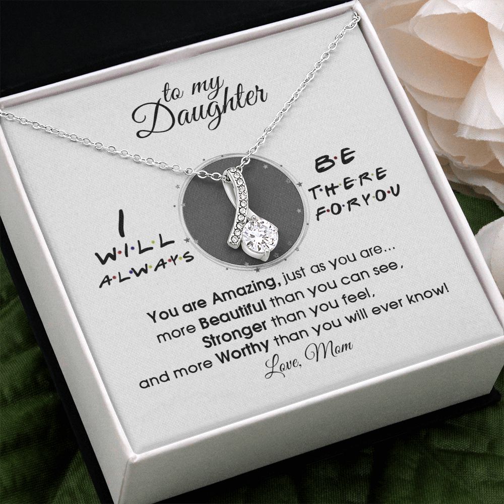 Mother Daughter Gift Ideas, To My Daughter Gift Necklace from Mom, Jewelry Pendant Present for Daughter, Birthday Christmas Gift Graduation Gifts for Daughters, Mother and Daughter Necklace 33 Alluring Beauty Necklace