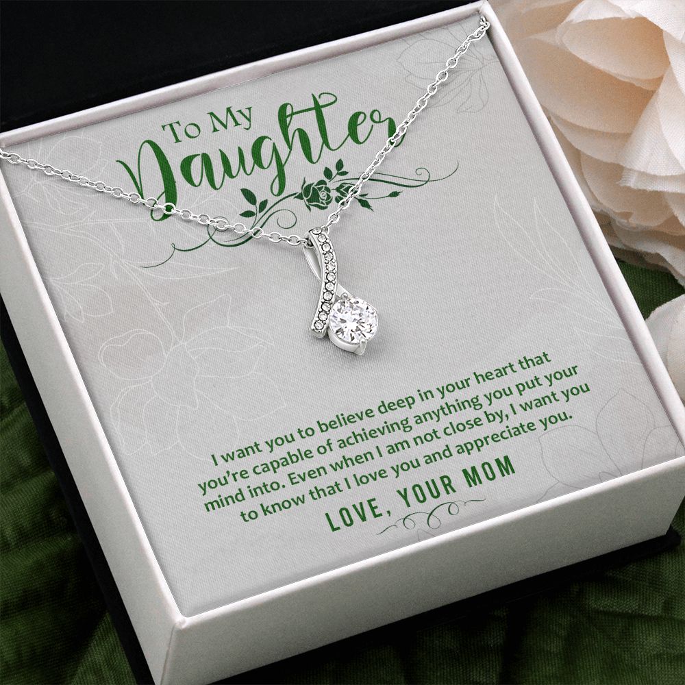Mother and Daughter Necklace for Girls, To My Daughter Gift Necklace from Mom, Birthday Christmas Gift Graduation Gifts for Daughters, Jewelry Pendant Present for Daughter, Mother Daughter Gift 42 Alluring Beauty Necklace