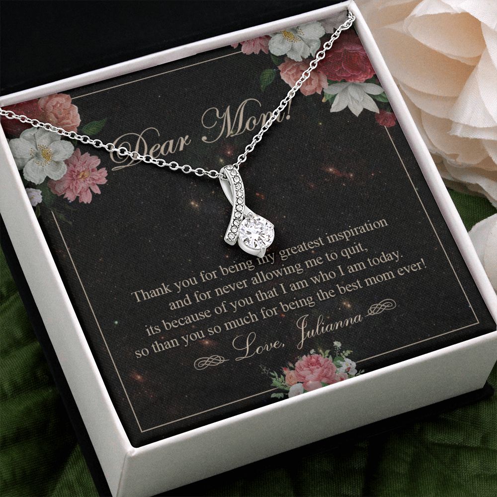To My Mom Necklace, Gift For Mom On Mother's Day Thank You Mom Gifts From Kids Mom Julianna Alluring Beauty Necklace