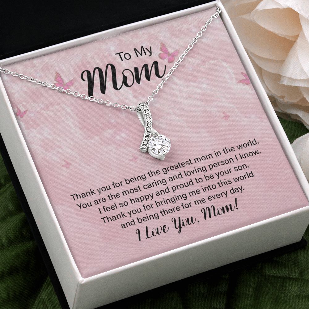 To My Mom Necklace, Gift For Mom, Mother's Day Gift from Daughter, Mom Jewelry Gift for Mothers Day, Birthday Gift for Mother, Moms Gift from Daughter Son, Necklace for Mom Mother 24 Alluring Beauty Necklace