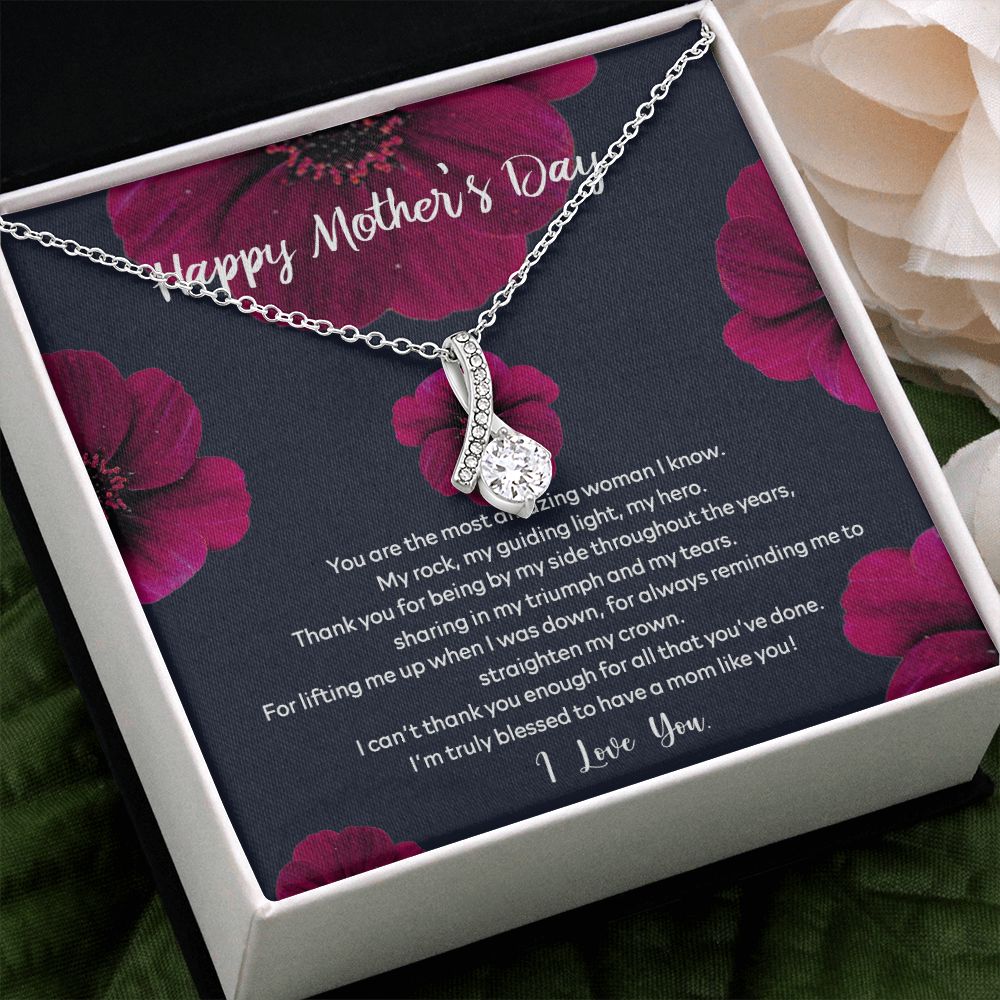 Mom Necklace Gifts for Mom from Daughter to Mom Gifts for Mothers Day from Daughter, To My Mom Necklace from Daughter to Mom Birthday Gifts Necklace with Message Card and Gift Box2235 Alluring Beauty Necklace