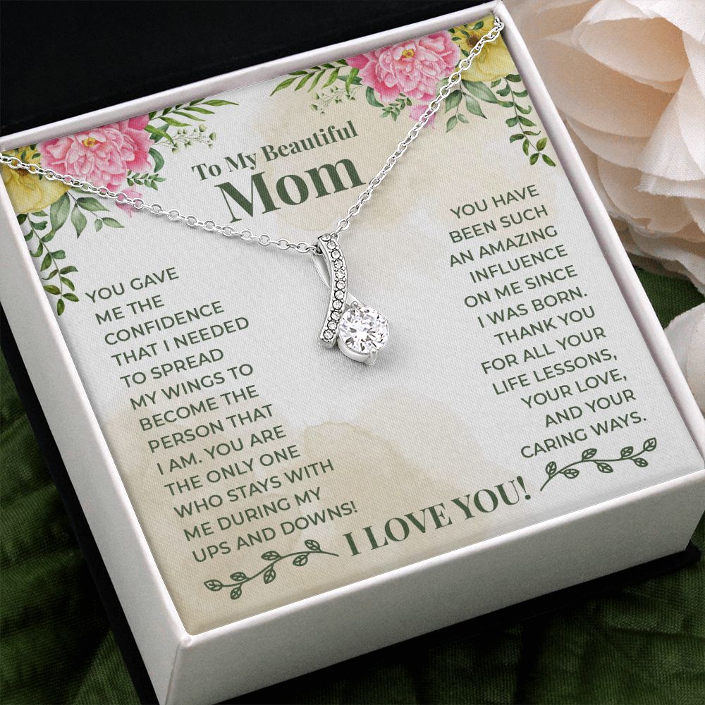 Mom Necklace Gifts for Mom from Daughter to Mom Gifts for Mothers Day from Daughter, To My Mom Necklace from Daughter to Mom Birthday Gifts Necklace with Message Card and Gift Box22 Alluring Beauty Necklace