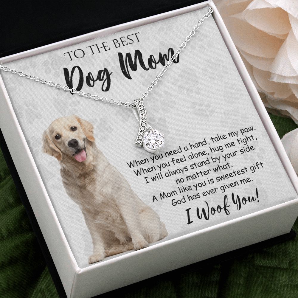 To The Best Golden Retriever Dog Mom Knot Necklace Mother's Day Gift , I Woof You Gift Card, Message Card Jewelry For Dog Lovers, Necklace For Mom Alluring Beauty Necklace