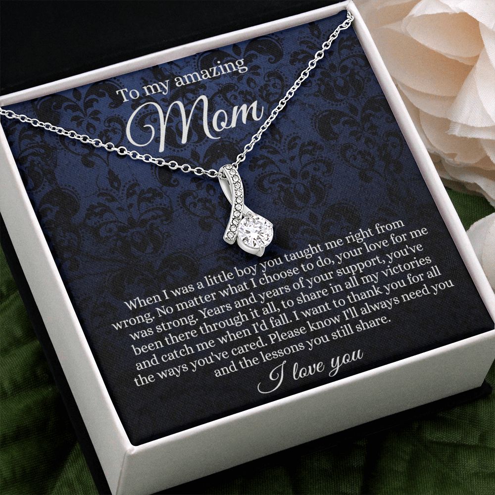 Gift for Mom Necklace, To My Beautiful Mom Love Knot Necklace Card, Mother’s Day Gift For Mom From Son, Thank You Mom Gift, Custom Jewelry Necklace For Mom Alluring Beauty Necklace