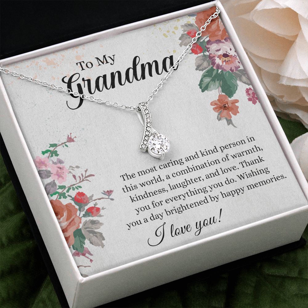To My Grandma Necklace, Gift for Grandmother Necklace, Mothers Day Gift For Grandma Nana, Grandma Jewelry From Grandchildren GrandKids , Jewelry Box Gift For Grandma Grandmother18 Alluring Beauty Necklace