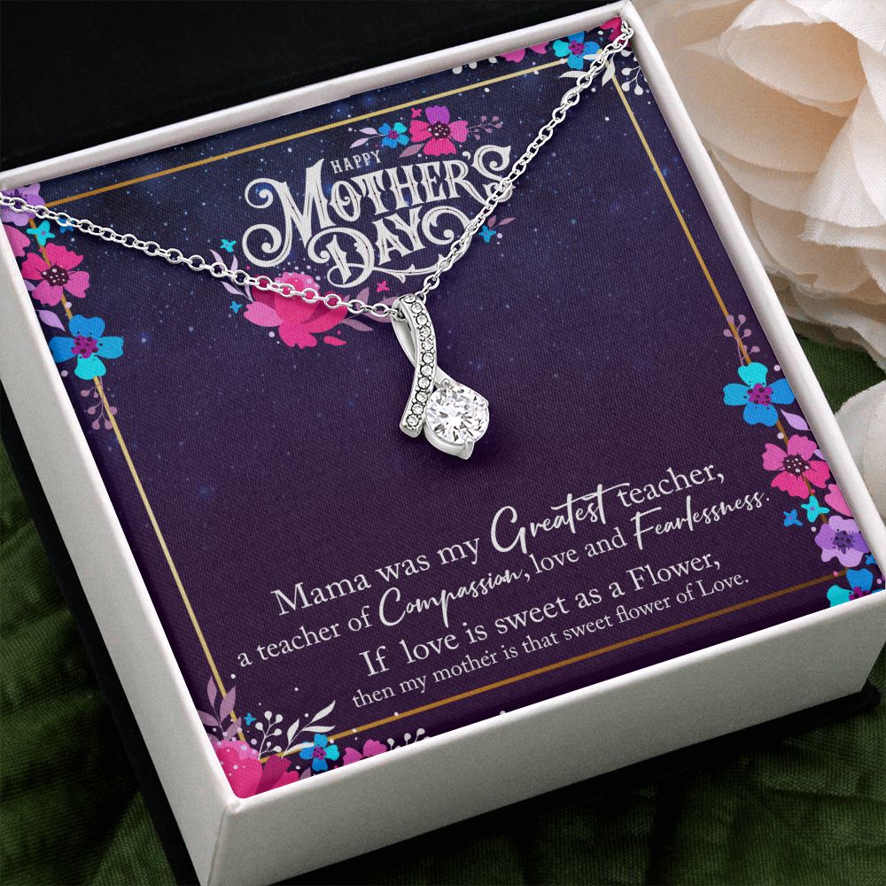 To My Mom Mother Necklace Pendant Gìt From Daughter Or Son Happy Mothers Day Mama Was My Greatest Teacher With Message Card Gift For Mom Alluring Beauty Necklace